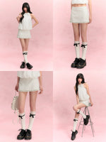 White Polka Dot Ruffle Skirt