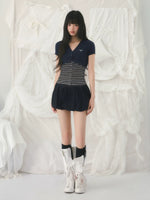 Color-Blocked Knit Two-Piece Top