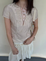 Rhinestone Tie Pink Top