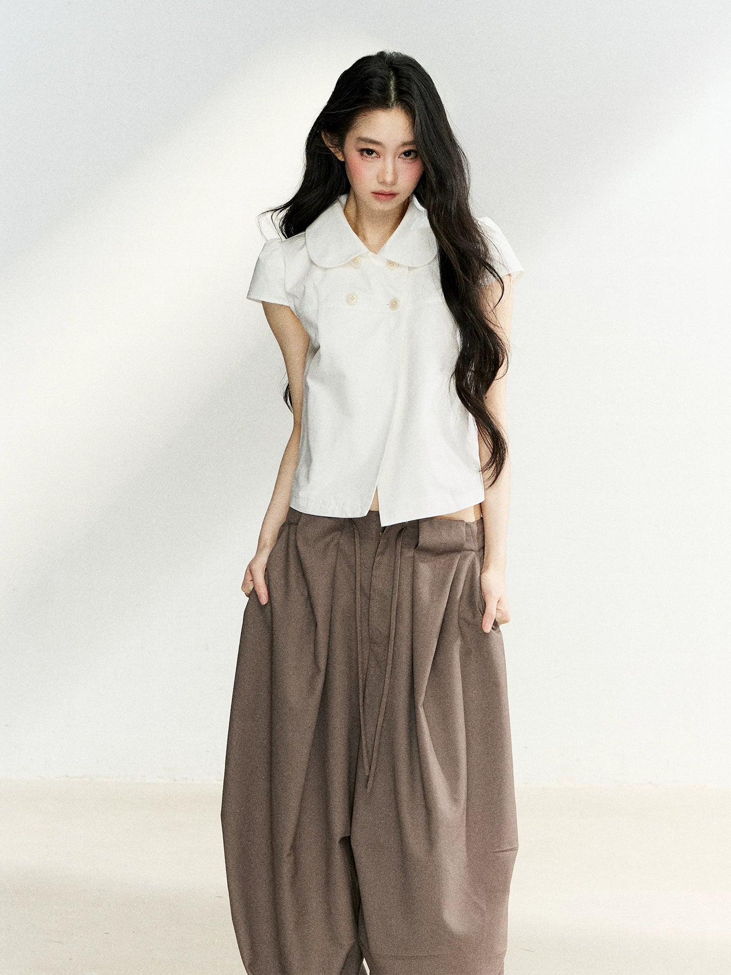 White Cotton Double Button Shirt