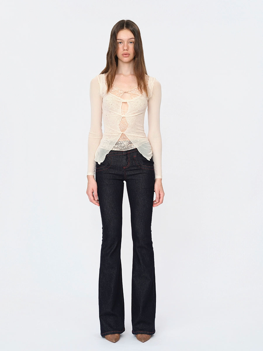 Sheer Lace Layered Blouse