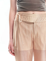 Champagne Acetate Sheer Straight Pants