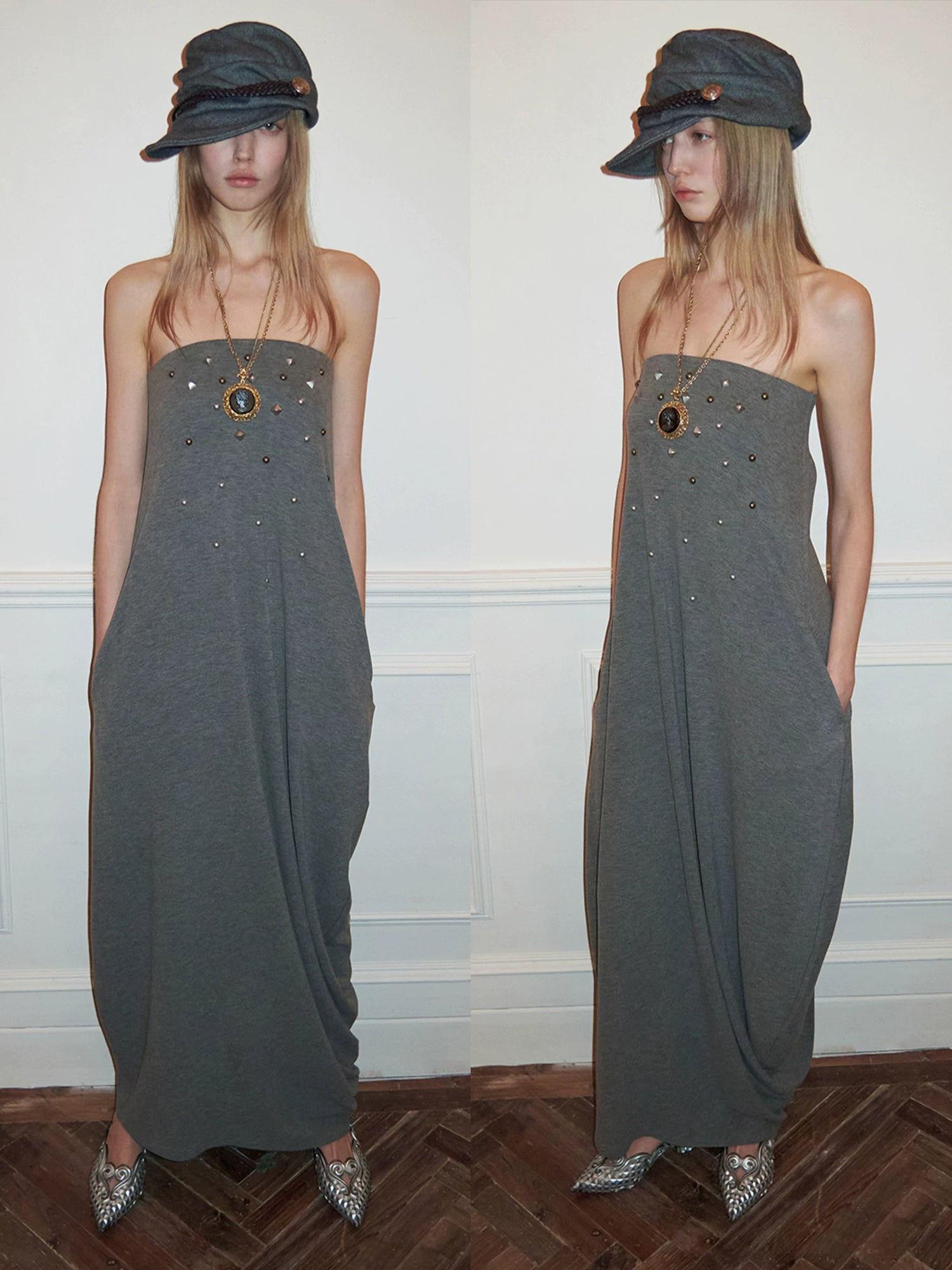 Studded Bustier Maxi Dress