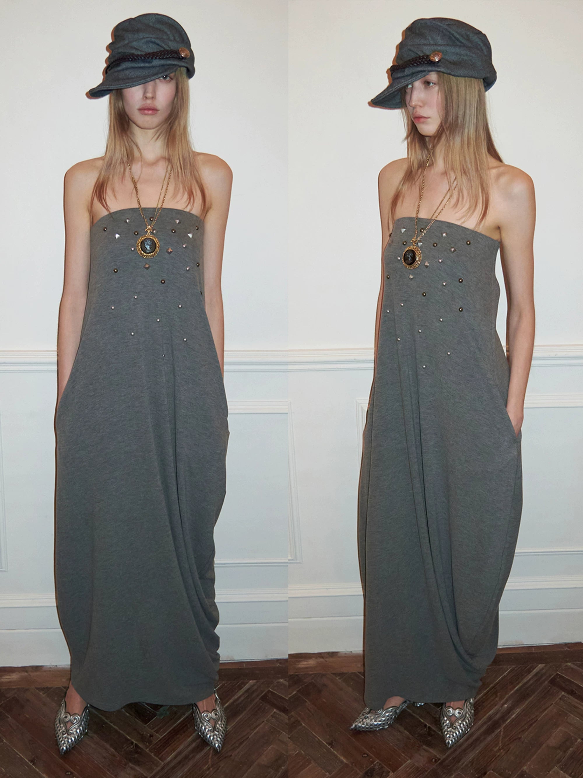 Studded Bustier Maxi Dress