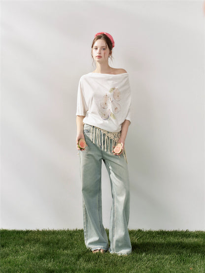 Rhinestone Star Wide-Leg Jeans