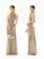 Ruffle Halter Knit Maxi Dress