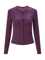 Purple Knit Cropped Cardigan