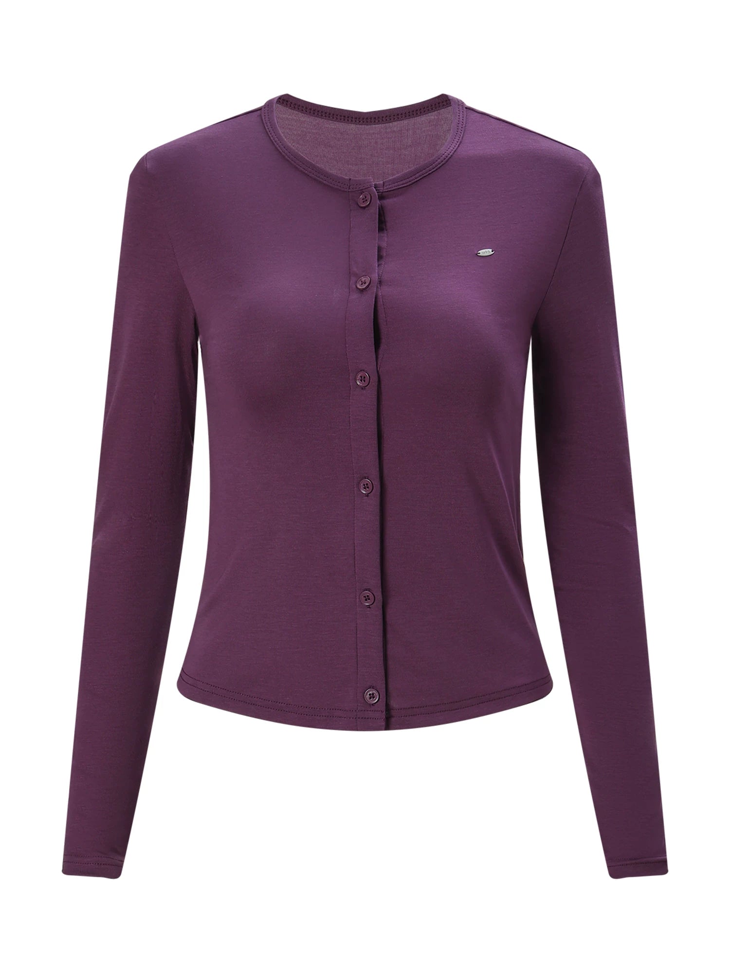 Purple Knit Cropped Cardigan