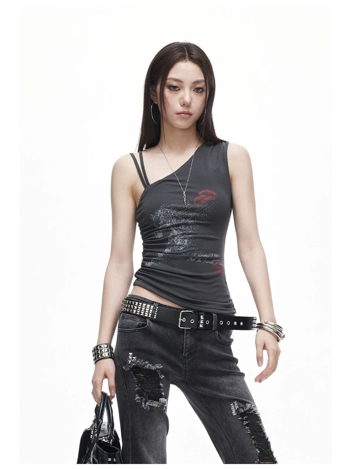 Distressed Asymmetric Tank Top