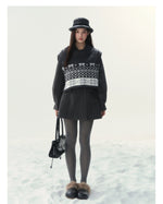 Double-Breasted Fur-Collar Coat Set