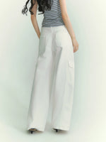 Curved Cargo Denim Pants
