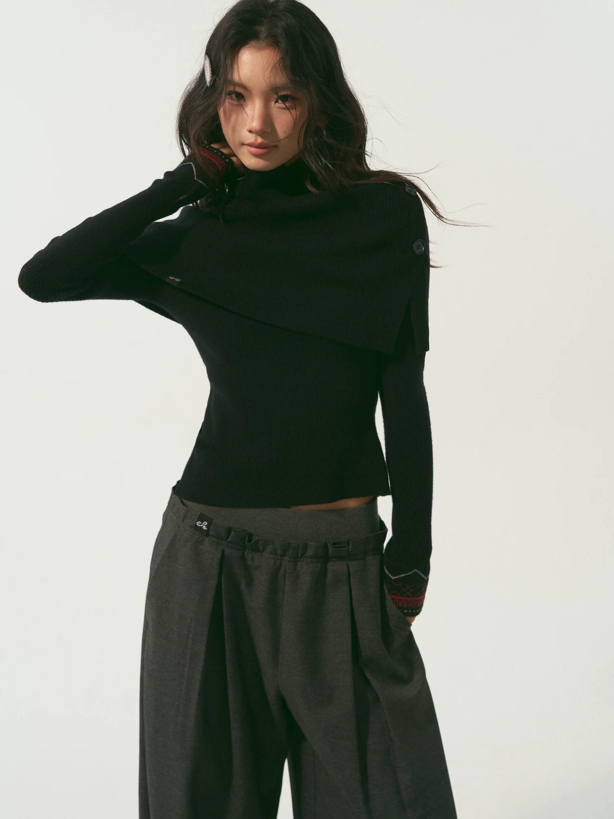 Black &amp; Gray Layered Knit Top