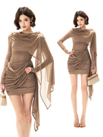 Asymmetric Mesh Knit Dress