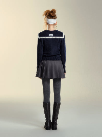 Sailor‑Collar Lace Cardigan