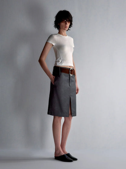 Split-Line Sheer Short Sleeve T-shirt