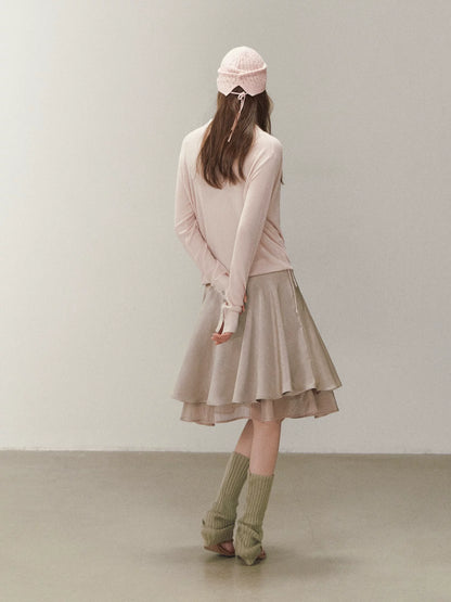 Silk Cross V-neck Knit Top