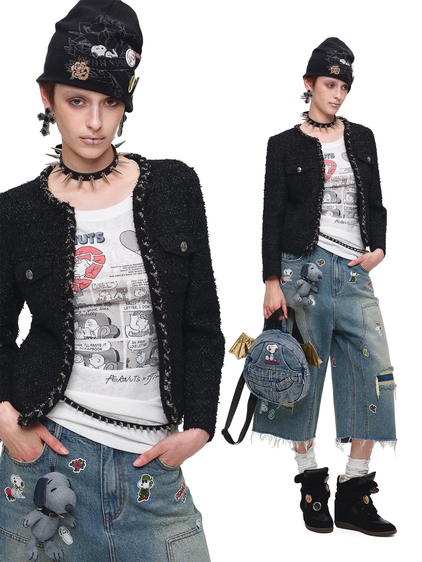 Tweed Cropped Jacket &amp; Shorts Set