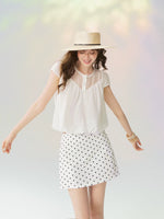 French Crewneck Puff Hem Top