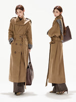 Khaki Plaid Belted Trench Coat
