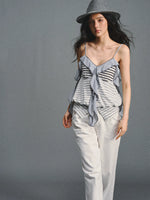 Navy Mesh Spliced Camisole Top