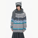 Contrast Stand Collar Knit Cardigan