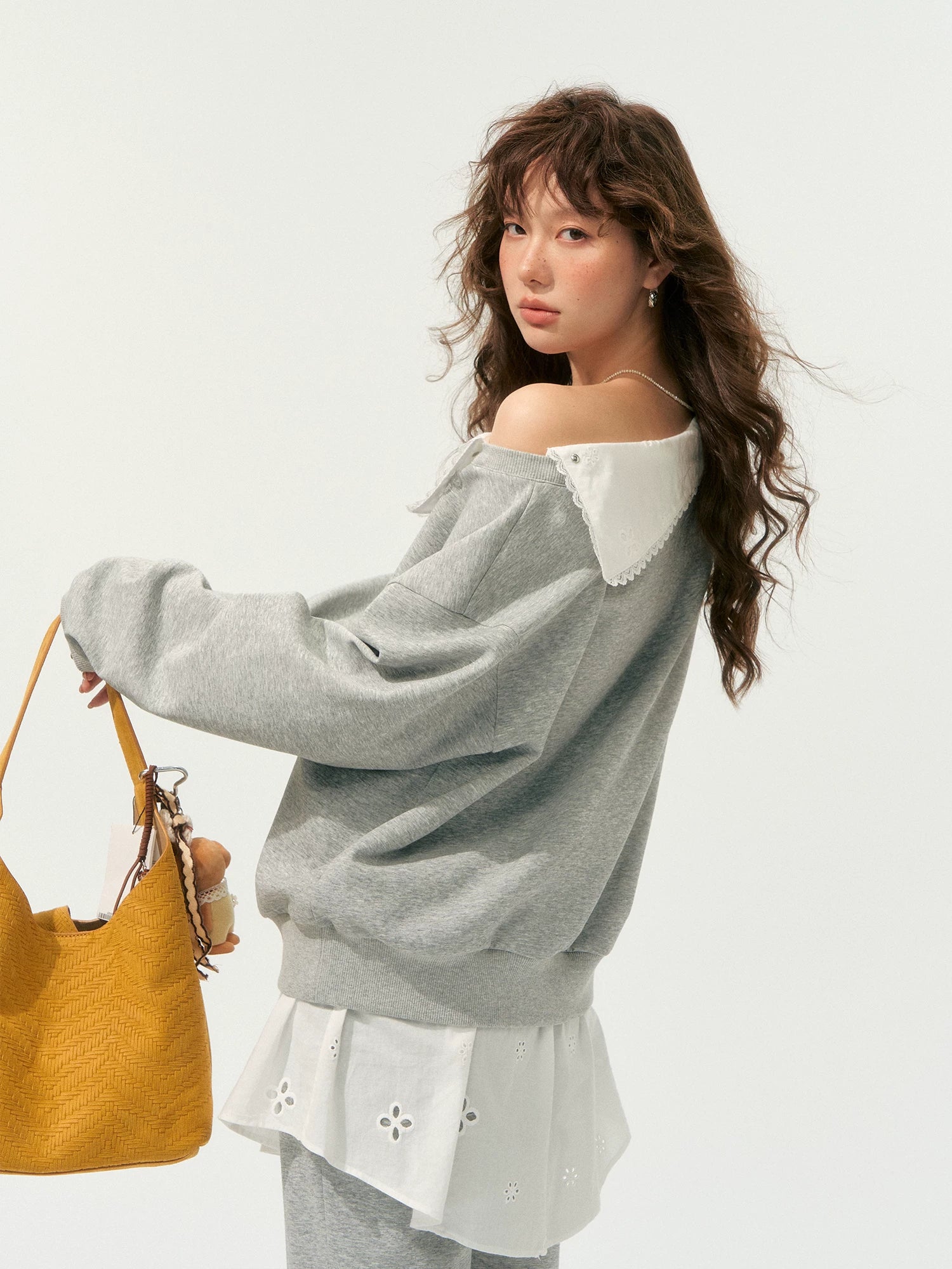 Detachable Collar Sweatshirt Set