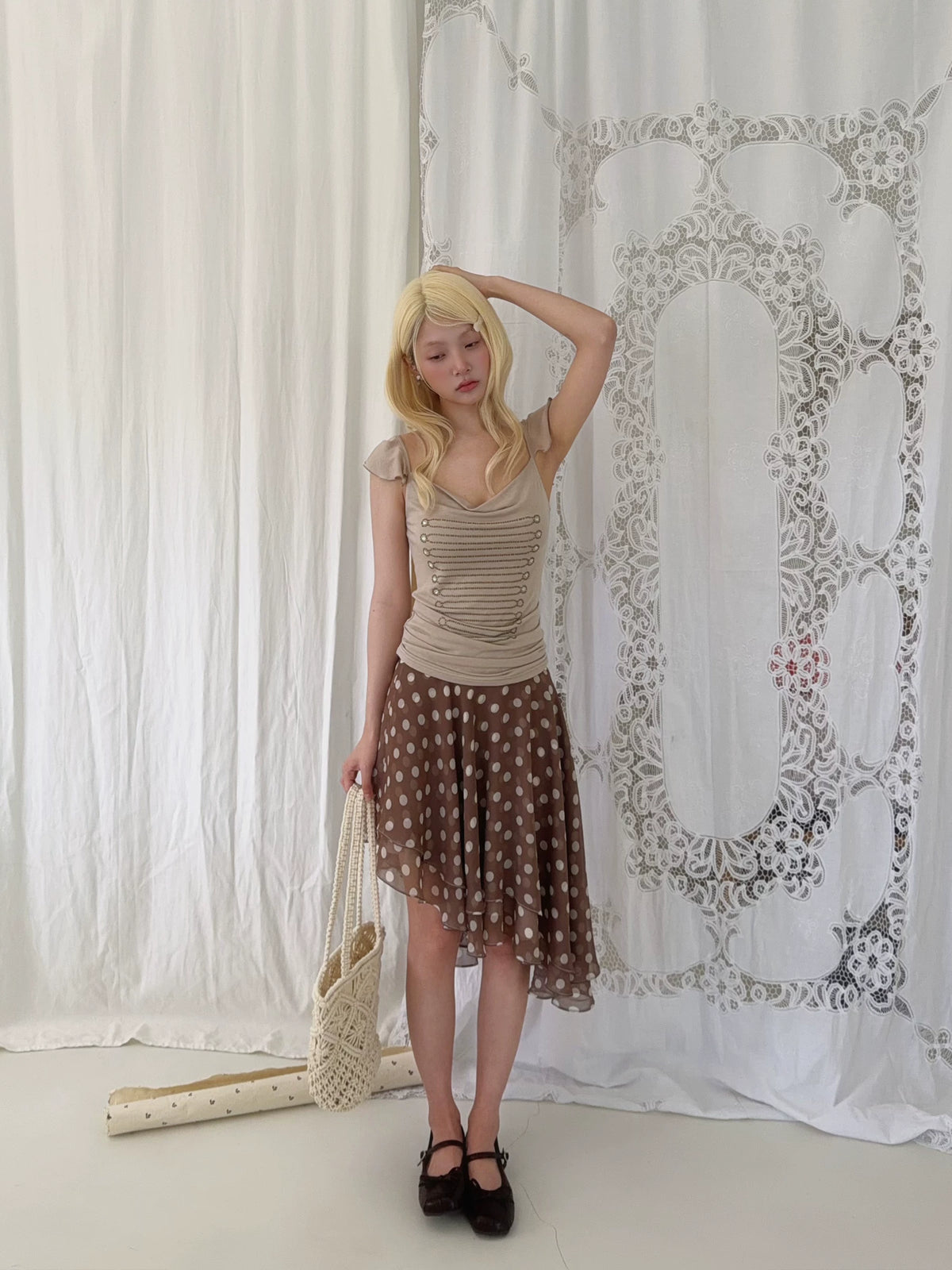 Rhinestone Ruffle Camisole Top