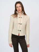 Ivory & Red Cutout Knit Cardigan