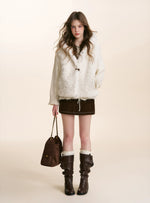 White Hooded Shearling Vest