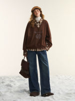 Printed Plaid Collar Sweatshirt
