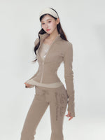 High Collar Slim Fit Sports Hoodie & Pant Set