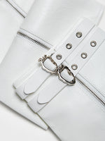 White Leather Leg Warmers