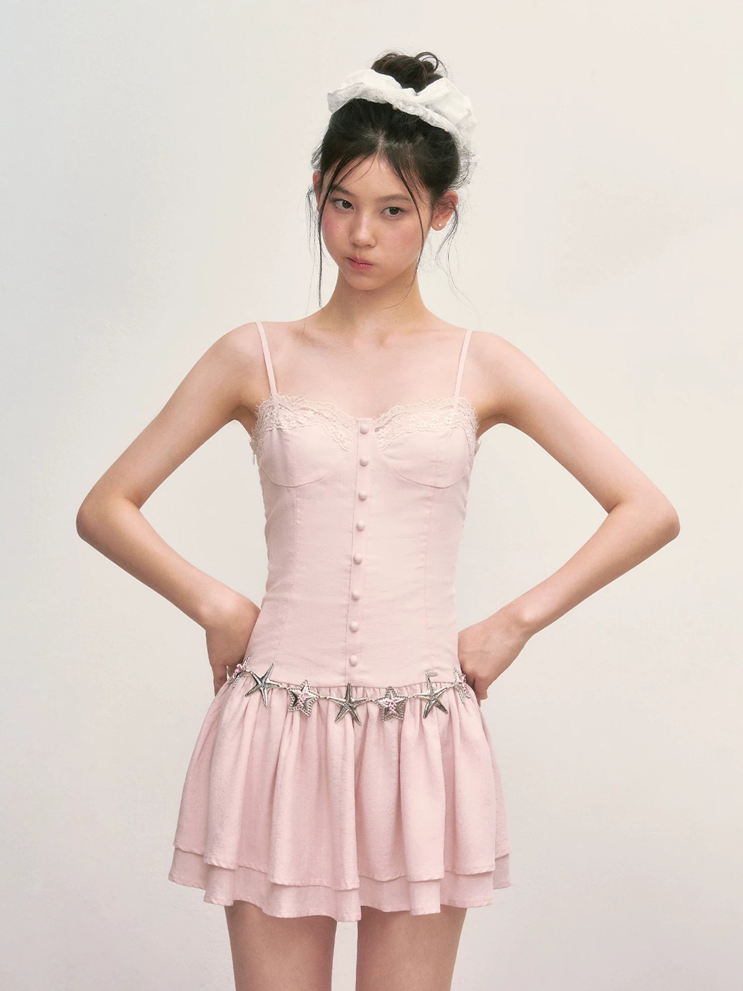 Pink Lace Cami Mini Dress