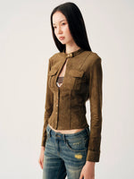 Cutout Suede Cropped Jacket