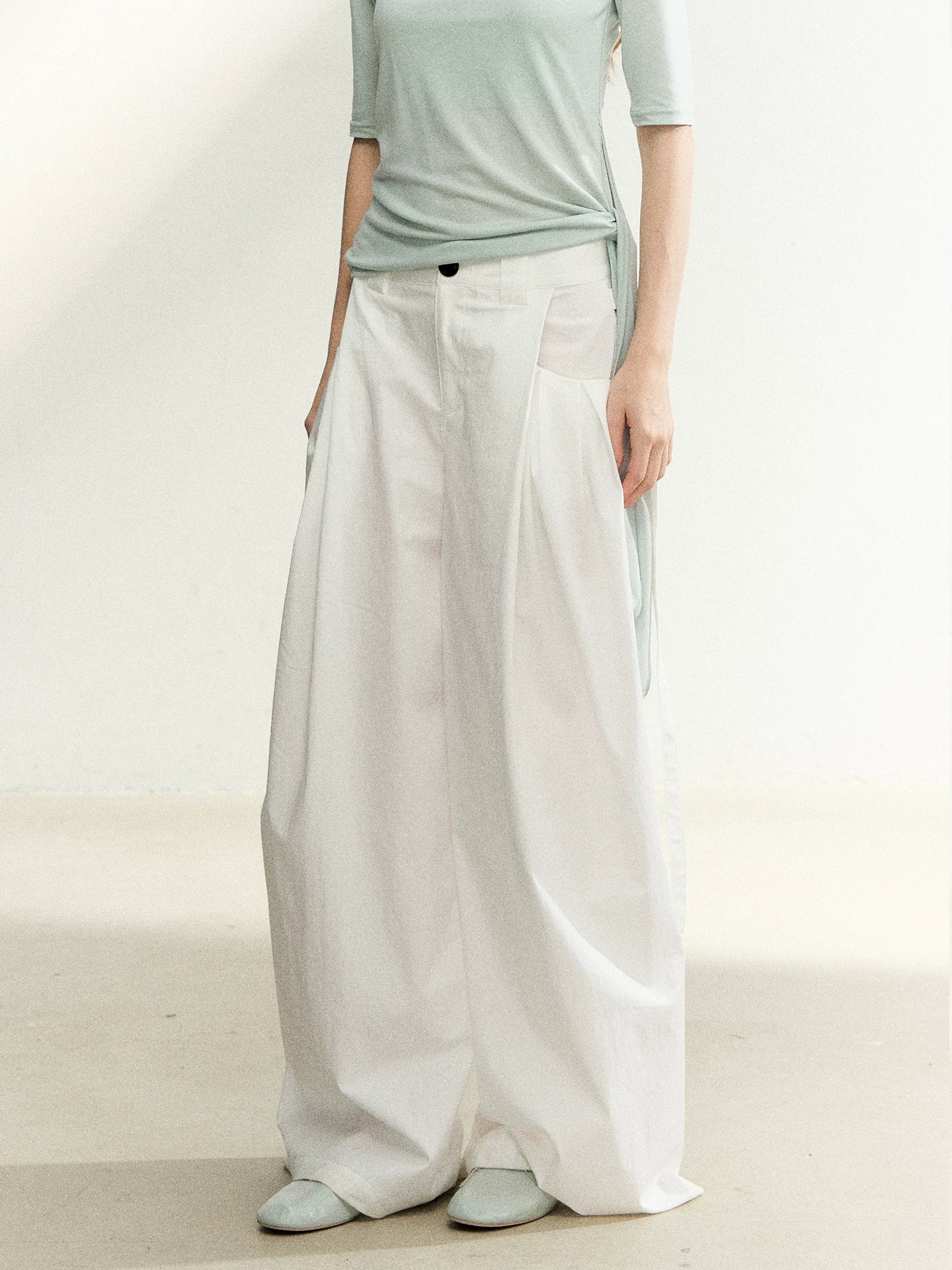 White High Waist Wide Leg Pants