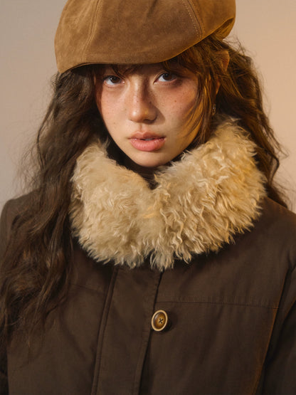 Detachable Fur Collar Fitted Down Jacket