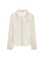 Textured Pleated Collar Long Sleeve Blouse