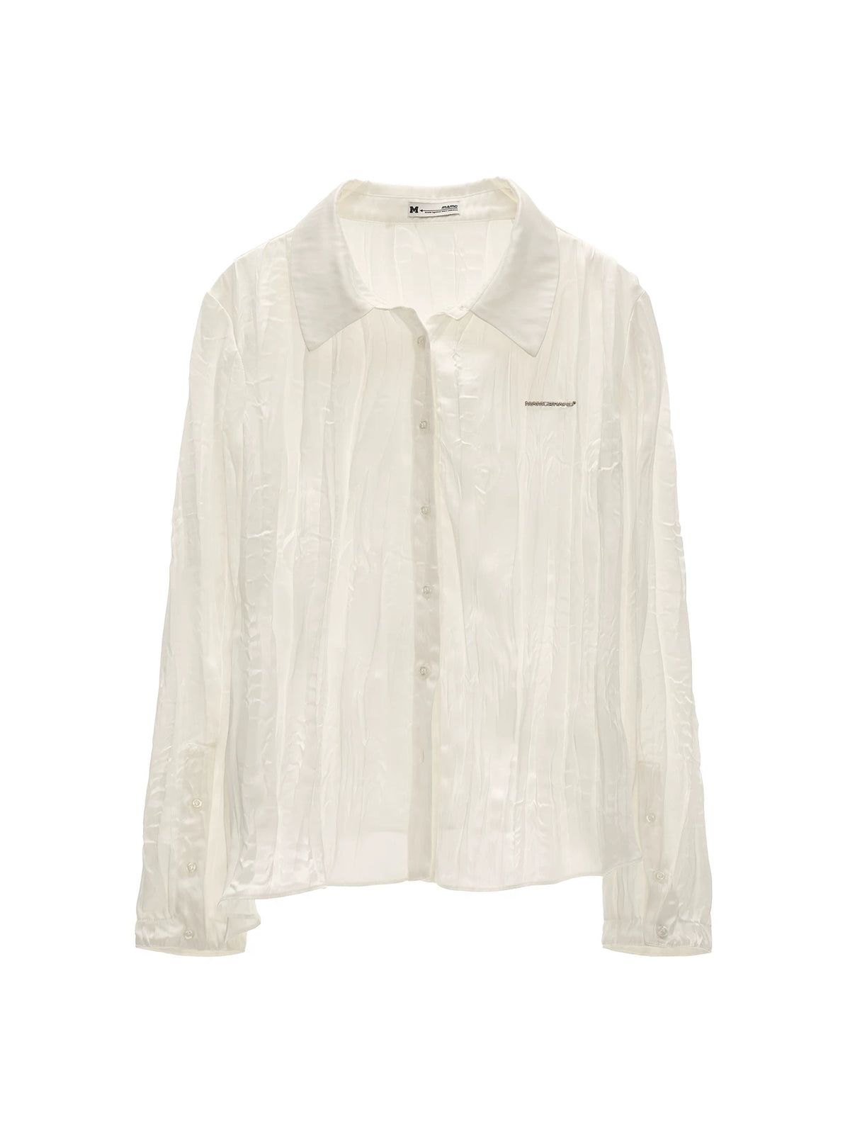 Textured Pleated Collar Long Sleeve Blouse