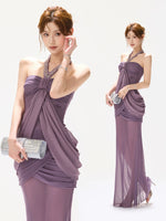 Rhinestone Halter Mermaid Dress