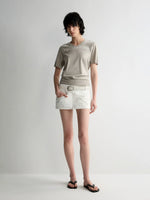 All-Over Print V-Neck Stacked Waist T-shirt