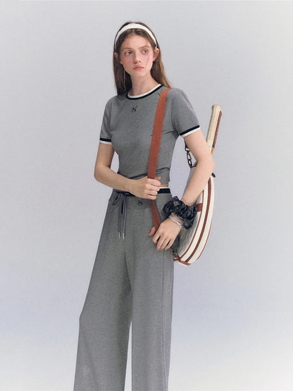 Contrast Trim Pants Set