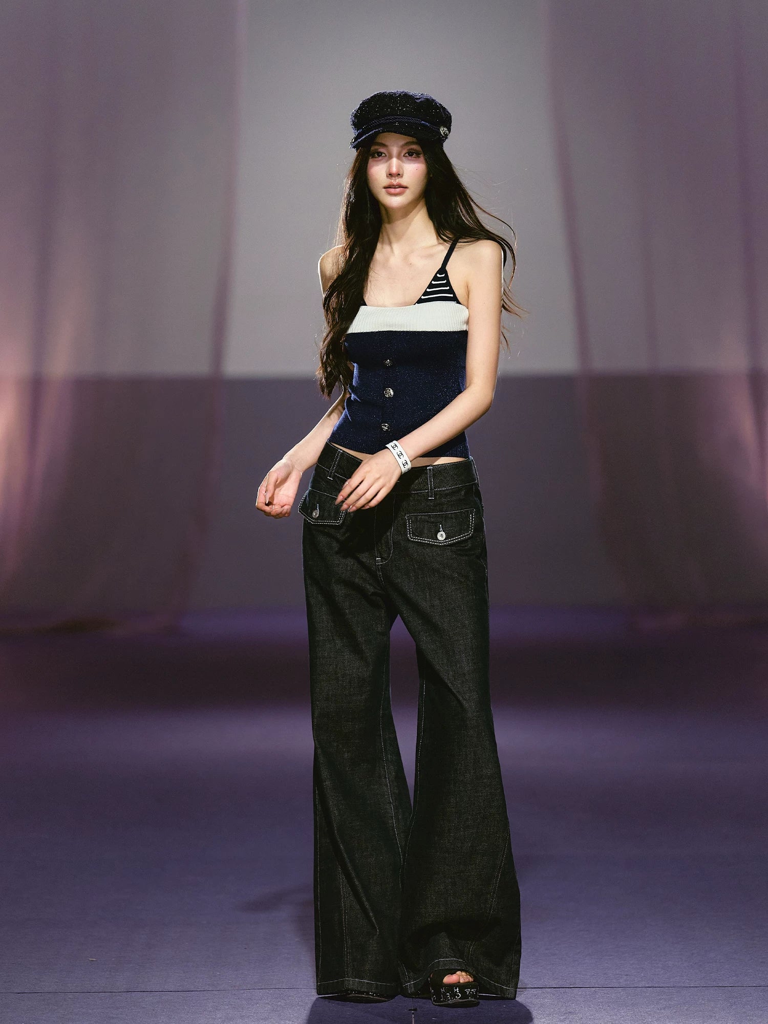 Wide-Leg Denim Trousers