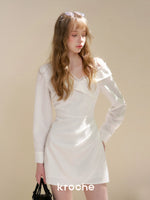White Asymmetric Lapel Dress