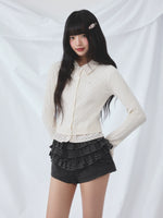 Polka Dot Faux Two-Piece Cardigan
