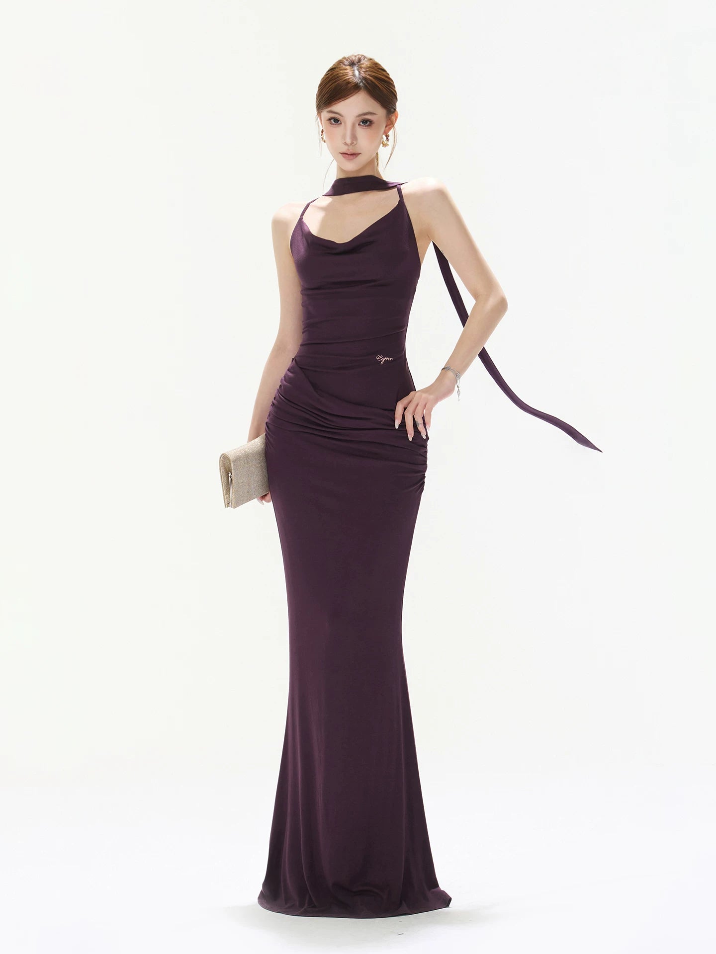 Ruched Cowl Maxi Dress