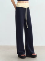 Contrast Waist Drawstring Pants