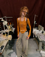 Halter Ruched Long Sleeve Top
