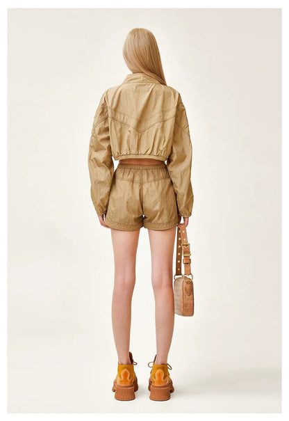 Ancient Myth Metallic Skin Embroidered Athletic Shorts