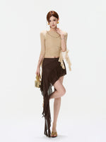 Ruched Mesh Chain Top