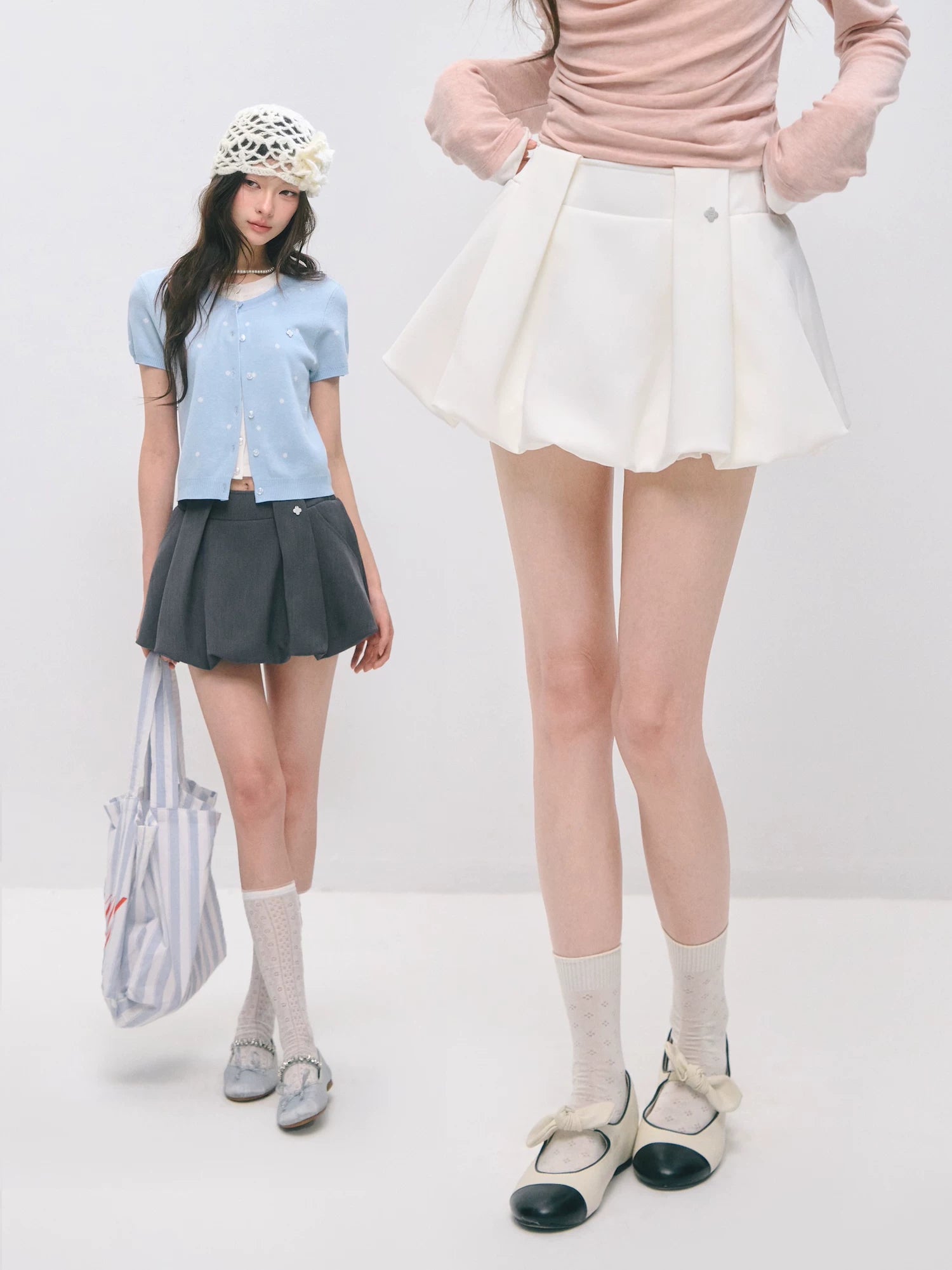 Pleated Bubble Mini Skirt